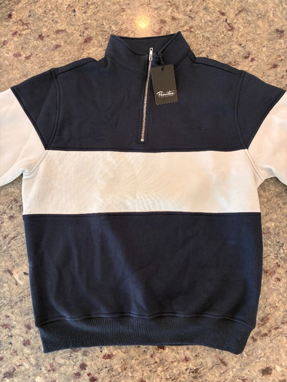 "Primitive Skateboarding" brand Color Panel 1/4 Zip Crewneck Fleece
